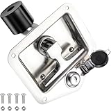 Loclink Tool Box Lock with Shock-Absorbing Roller Latch & Zinc Alloy Cover Truck Toolbox Latch Replacement 304 Stainless Steel Folding T-Handle Lock with Keys for RV Camper, Trailer Door, Cabinets