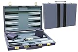 Backgammon Set - Classic Board Game with Premium Leather Case - Portable Travel Strategy Backgammon Game Set for Adults, Kids - Suitable as (15inch, Gray)