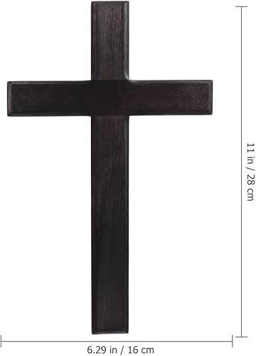 Miniatura 6 de BESPORTBLE Colgante de cruz de madera, cruz de artesanía cristiana para colgar en la pared del hogar, decoración de cruz de pared, 1 unidad (negro)