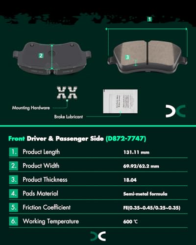 Image of SCITOO D872 D873 Front Rear Semi-Metal Brake Pads Sets Fit 2003-2005 For MERCEDES-BENZ For C240,2006-2007 For C280,2001-2005 For C320,2006-2007 For C350,2004-2005 For CLK320