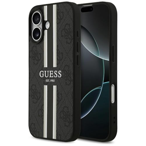 CG MOBILE Guess 4G Bandes imprimées Compatible avec MagSafe Coque pour iPhone 17 (Noir)