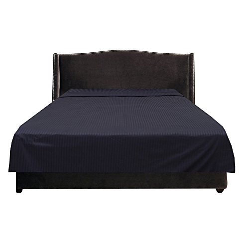 Image of (1 Flat Sheet Only,Navy Blue Stripe , Olympic Queen) 100% Egyptian Cotton Luxurious 600 Thread Count