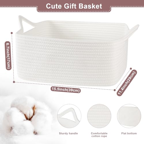 Image of OIASKET Gift Basket Empty with Handle, Small Woven Baskets for Gifts Empty | 13.6 inchx10 inchx5.9 inch, Baby Shower Toy Storage Baskets, Dog Toy Storage for Organizing, with Gift Bag Ribbon Tissue Paper