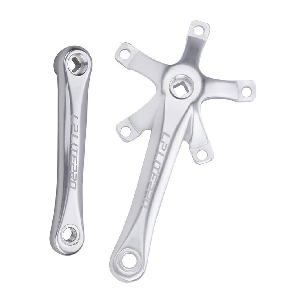 FAXIOAWA Guarnitura Bici Pieghevole 130BCD Set di pedivelle coniche Quadrate 170mm Compatibile con guarnitura da Strada in Lega di Alluminio a Corona Singola (Color : Silver)
