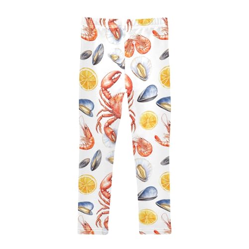Boccsty Seafood Crab Lemon Shell Girls Leggings Kids Yoga Pants Dance Active Tights 4T2