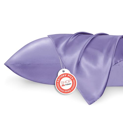 Image of Bedsure Satin Pillowcase for Hair and Skin Queen - Lilac Silky Pillowcase 2 Pack with Envelope Closure, Similar to Silk Pillow Cases, Gifts for Women Men, 20x30 Inches, 2pcs
