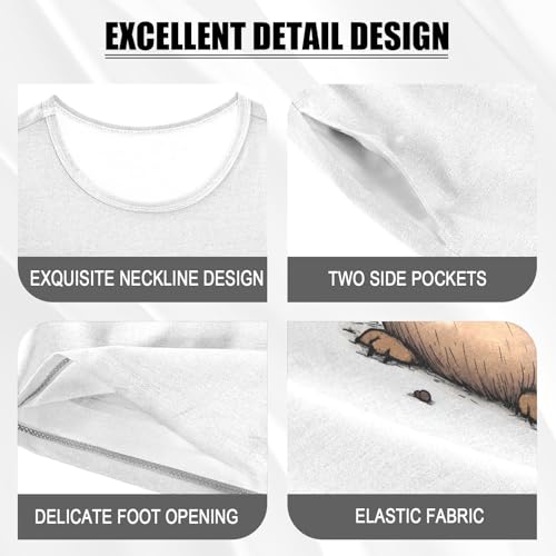 Capybara Halloween White Pajama Set Short Sleeve PJ Set Cotton Summer Pajamas Sleepwear Soft 5Y4