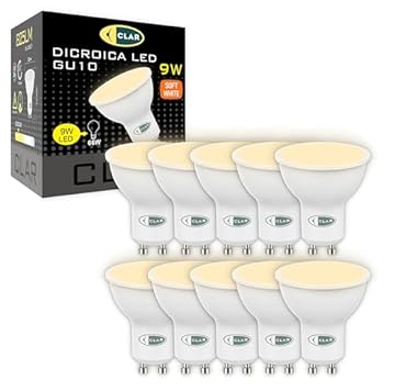 CLAR - Lampadina LED GU10 9W, Luce Calda 3000K (Pack 10)