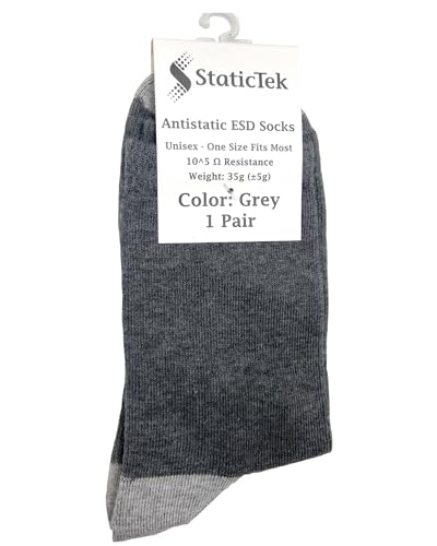 Image of Grey Antistatic ESD Socks - Universal Size ESD Safety Socks, Static Control, Dissipative & Protective Work Sock