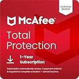 McAfee Total Protection Unlimited Devices 2025 | Security Software Includes Antivirus, Secure VPN, Scam Protection, Identity Monitoring | 1-Year Subscription with Auto-Renewal | Download