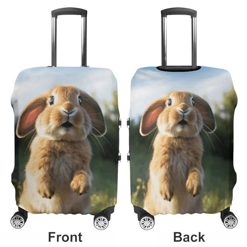 Anti-Scratch Luggage Cover Cute Funny Rabbit Printed Luggage Case Protector Washable Suitcase Covers Elastic Suitcase Protector for Size M (22-24 inch) Luggage3