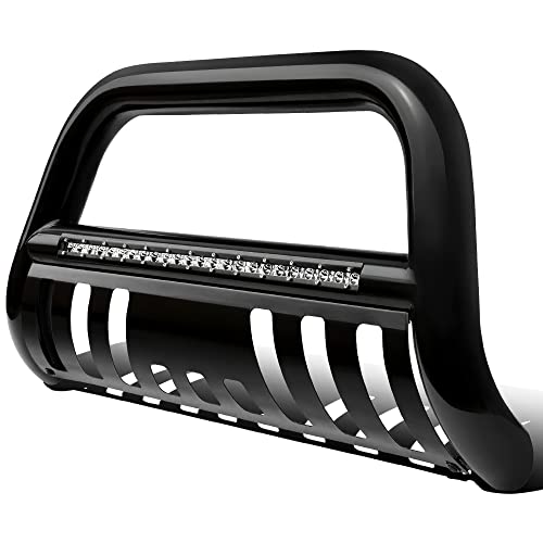 YITAMOTOR Bull Bar Compatible with 2016-2023 Toyota Tacoma (Excludes TRD Models) w/LED Light, 3" Tubing Brush Guard Pickup Truck Front Bumper Push Bar w/Grille Skid Plate & Light Mount 16-23