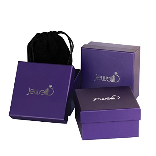 Jewelili Donna 9 carati Oro Bianco Smeraldo Rosso