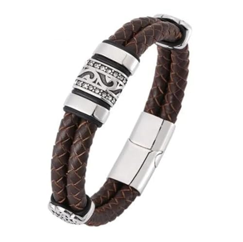 Bracelet pour homme en cuir tressé double idéal pour le look casual rétro