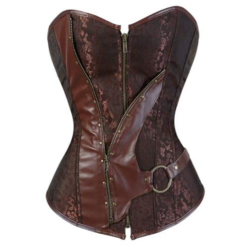 Hauts corset occidentaux de style médiéval marron pour femmes pulpeuses