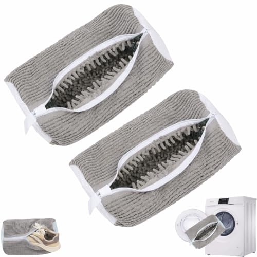 Image of Shoe Washing Machine Bag Laundry Shoe Bag for Washer & Dryer, Reusable with Durable Zipper for Sneakers & Delicates Deep Cleaning Washable Laundry Organizer Bag, All Shoe Sizes (Grey, Pack of - 2)
