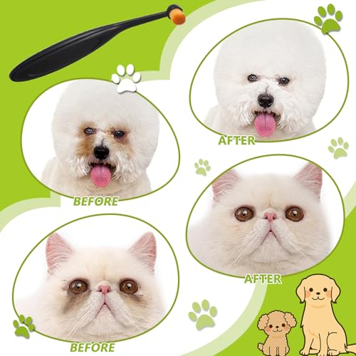 Image of Yuanchu Dog Cat Eye Powder Brush, 4 Pack Dog Tear Stain Remover Brush Washable Fiber Pet Tear Stain Remover Brush for Safely And Evenly Apply Tear Stain Powder Ergonomic Handle Long Tapered Bristles