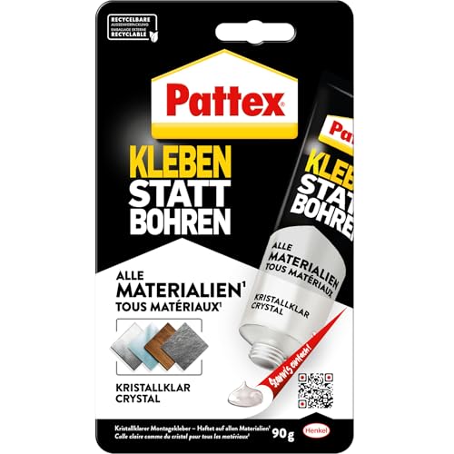 Pattex Kleben statt Bohren Kristallklar, Montagekleber für kristallklare...