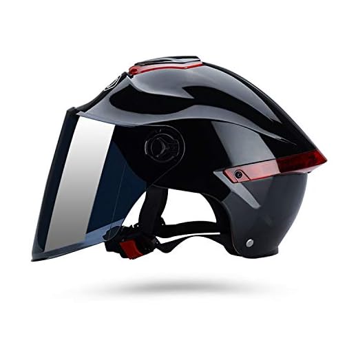 Galatée Casco de motocicleta con visera, adecuado para ciclomotores, scooters, cruceros, pase la prueba de colisión para cumplir con la seguridad vial(Negro, Lente marrón)