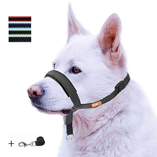 wintchuk Dog Head Collar with Padded Leather, Head Halter Stops Dog Pulling, Head