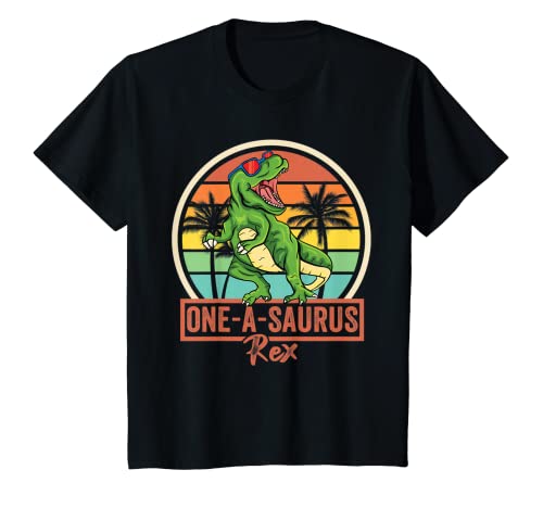 Kids Kids Oneasaurus Birthday T Rex 1 Year Old Dino One A Saurus T-Shirt