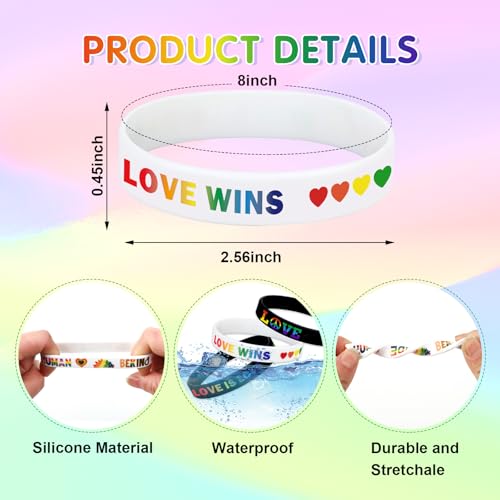 Image of JUNEBRUSHS 64pcs Pride Silicone Bracelets Pride Accessories Decorations