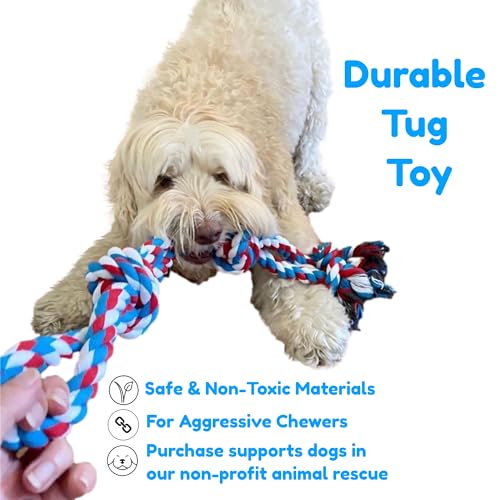 XL Dog Rope Toy For Aggressive Chewers – Benefits Non-Profit Dog Rescue – Tug of War Dog Toy, Dog Toys for Large Dogs, Tough Dog Toys, Nearly Indestructible Dog Toys for Aggressive Chewers, Red XL Dog Rope Toy For Aggressive Chewers – Benefits Non-Profit Dog Rescue – Tug of War Dog Toy, Dog Toys for Large Dogs, Tough Dog Toys, Nearly Indestructible Dog Toys for Aggressive Chewers, Red