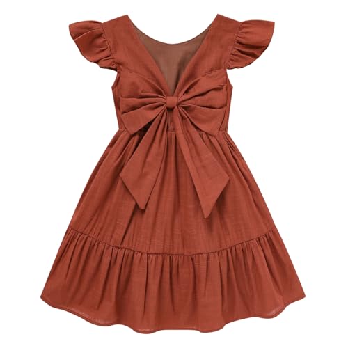GRNSHTS Toddler Girls Dress Ruffle Sleeveless Backless Bowknot Kids Baby Casual Dresses