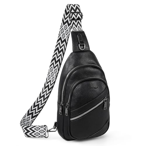 TANTOMI Sling Bag Crossbody Bags for Women Leather Cross Body Bag Trendy Fanny Pack Chest Travel Purse with Adjustable Strap
