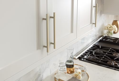 Image of Amerock 6-5 /16 inch Bar Pulls Golden Champagne Drawer Pull | 6-5 /16 inch (160mm) Center-to-Center Mounting Distance and 8-5 /8 inches Overall Length, Durable Carbon Steel Cabinet Hardware