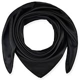 corciova 35 Black Square Headband Silk Women Hair Scarf Head Wrap Satin Hijab Neck Bandana Solid Curly Headband Headscarf