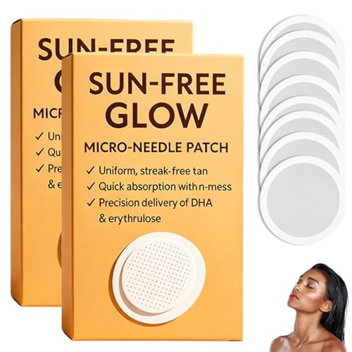 Sun-Free Glow Micro-Needle Tanning Patch 2026 New Glow Tanning Patches Natural Ingredients Streak-Free Gentle for All Skin Types 7 Pieces (2 Boxs)