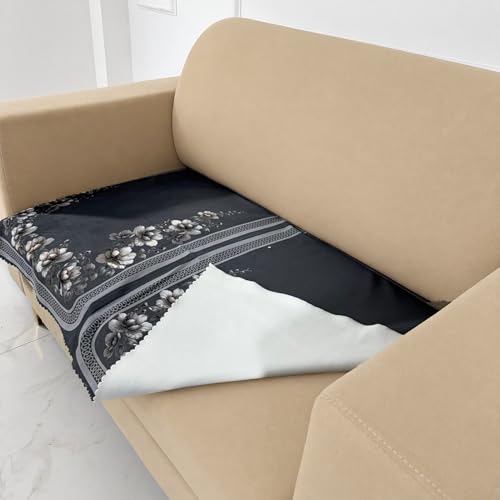 Image of Homerz Premium 'Luxe Series' Holland Velvet Sofa Cover | Smooth Finish | Anti-Skid Fleece Backing | Soft Touch Couch Protector for Living Room (Grey, 2 Seater, Only Seat Cover)