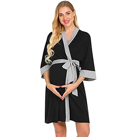 IQYU Maternity Bathrobe with Belt Cover