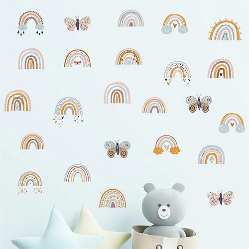 12 hojas pegatinas de pared mariposa arcoíris marrón gris miniatura 6