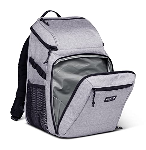 Igloo Gizmo MaxCold 30-Can Backpack Cooler, Gray | Padded straps with a sternum strap, a deep insulated front pocket and a padded back pocket for a tablet or book - image 2