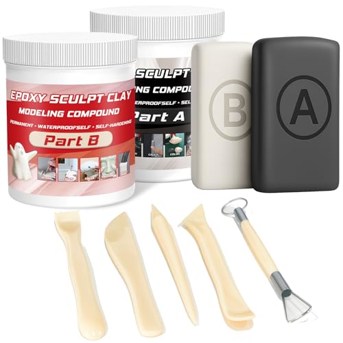 Epoxy Sculpt Clay Self-Hardening Model Magic Sculpt Epoxy Clay A&B 2 Part Epoxy Putty Modeling Compound Sculpting Clays for Sculpting Modeling Repairing Filling Building 1 Pound Natural