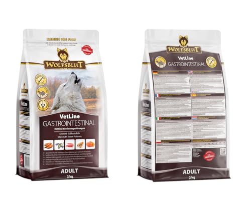 Wolfsblut Vetline Hundefutter - GASTROINTESTINAL, 2x2kg - Sparbundel, Sparpaket - inklusive Warnicks Tierfutterservice Hundesnack Goodie