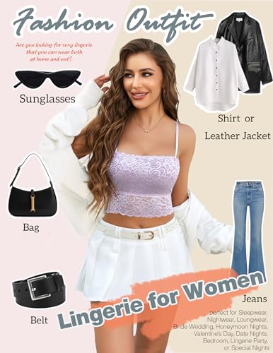 Image of Avidlove Bralettes for Women Lace Spaghetti Strap Tank Top Tube Slim Basic Camisole