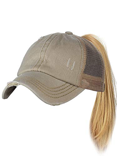 Image of C.C Ponycap Messy High Bun Ponytail Adjustable Mesh Trucker Baseball Cap Hat