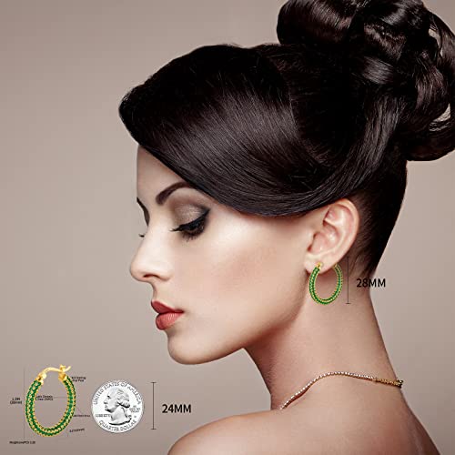 925 Sterling Silver Post Hoop Earrings for Women Gilrs Multcolors Cubic Zirconia 14K Gold Plated Chunky Silver Gold Hoop Earrings weinuo Jewelry2