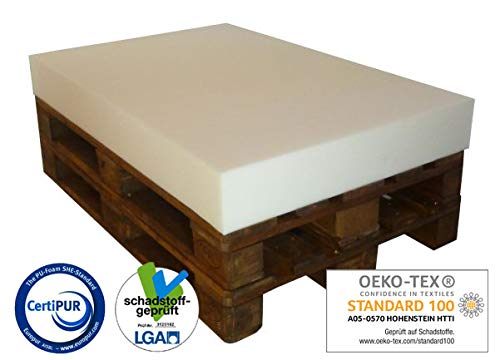 Preisvergleich Produktbild saarschaum® Schaumstoff Palettenpolster Palettenkissen Palettensofa Matratzenkissen für Euro-Palette 120x80 Schaumstoffplatte RG2540 Materialdicke 14 cm