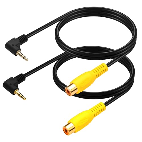 CERRXIAN 2 Stück 90 Grad 3,5 mm auf RCA-Videokabel, abgewinkelter 1/8-Zoll-TRS-Stecker auf RCA-Buchse, für Auto-DVR, Carcorder, Überwachungskameras – 1 m/3,3 ft