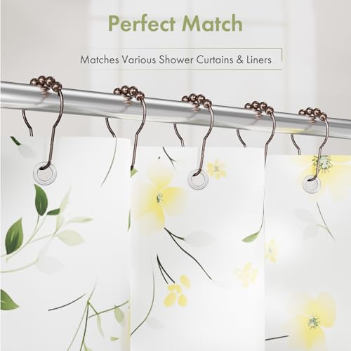 Image of Amazer Shower Curtain Hooks, Decorative Bronze Shower Curtain Hooks,Stainless Steel Rust-Resistant Shower Hooks for Curtains-Set of 12