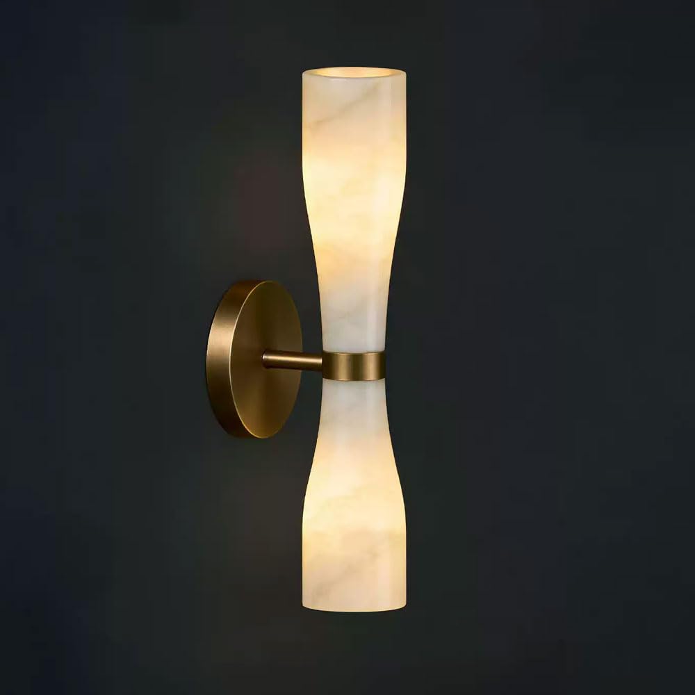 SSBHDM Top and Bottom Illuminated Wall Lamp, Nordic Industrial Style Wall Light, G9 Light Source Alabaster Wall Sconce, Restaurant Living Room Balcony Wall Mounted Light Fixtures