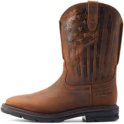 Ariat Mens Sierra Shock Shield Patriot Work Boot Distressed Brown 14 Wide | Image 1