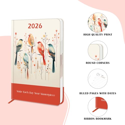 Image of A5 Size Hard Bound 1 Day To A Page Format New Year Executive Daily Planner 2026 Diary with Month Cut Index and Bookmark I Diary 2026 For Girls Women I 344 Pages I 21x15 Cm