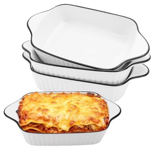 IIRC Kleine Auflaufform Keramikm 4er Set Mini Auflaufformen Set Lasagne Auflaufform Klein für Backofen Heißluftfritteuse Mikrowellenherd (Weiß 26 5 x 14 5 x 4 5 cm)