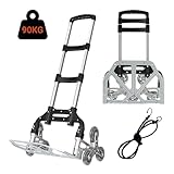 【階段登りカート 耐荷重90kg】キャリーカート 折り畳み 軽量 ミュートホイール付台車 、すぐに使える、アルミニウム、片手高さ調整でき、台車用 ゴムひも 、手荷物運搬、業務用キャリーバッグ、旅行、ショッピング用