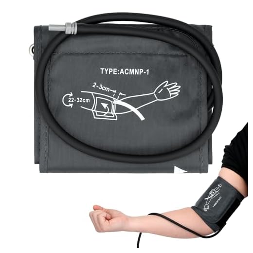 HEALLILY Blutdruckmessgerät Oberarm Blutdruckmanschette Klettmanschette mit integriertem Schlauch Ersatzmanschette Blutdruckmessgerät Zubehör 22-32CM (Dunkelgrau)